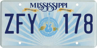 MS license plate ZFY178