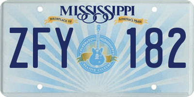 MS license plate ZFY182