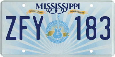 MS license plate ZFY183