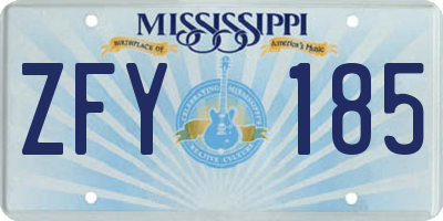 MS license plate ZFY185
