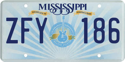 MS license plate ZFY186