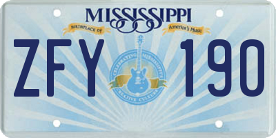 MS license plate ZFY190