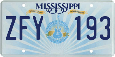 MS license plate ZFY193
