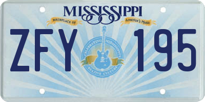 MS license plate ZFY195