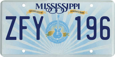 MS license plate ZFY196