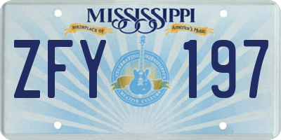 MS license plate ZFY197