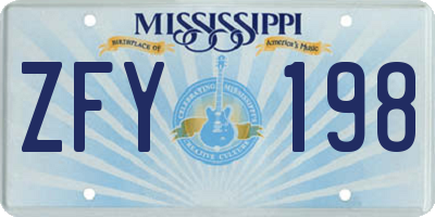 MS license plate ZFY198