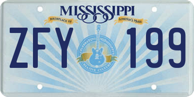 MS license plate ZFY199