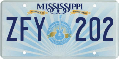 MS license plate ZFY202