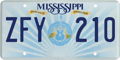 MS license plate ZFY210