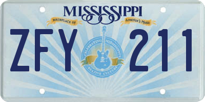 MS license plate ZFY211