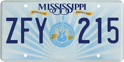 MS license plate ZFY215