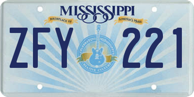 MS license plate ZFY221
