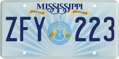 MS license plate ZFY223