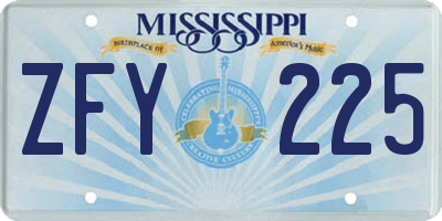 MS license plate ZFY225