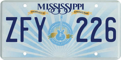 MS license plate ZFY226