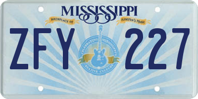 MS license plate ZFY227