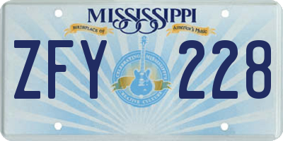 MS license plate ZFY228
