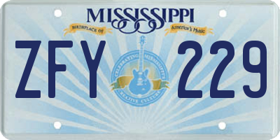 MS license plate ZFY229