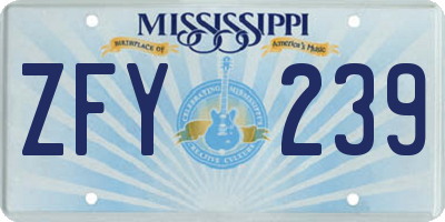 MS license plate ZFY239