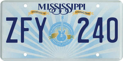 MS license plate ZFY240