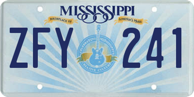 MS license plate ZFY241