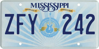 MS license plate ZFY242