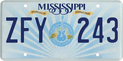 MS license plate ZFY243