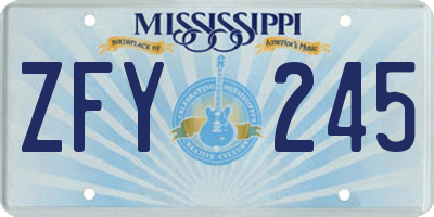 MS license plate ZFY245