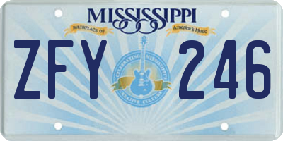 MS license plate ZFY246
