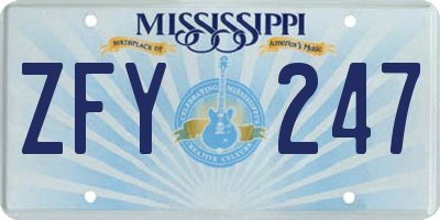 MS license plate ZFY247