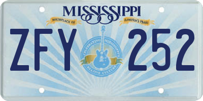 MS license plate ZFY252
