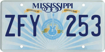 MS license plate ZFY253