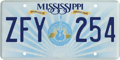MS license plate ZFY254