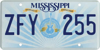 MS license plate ZFY255