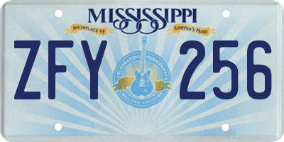 MS license plate ZFY256
