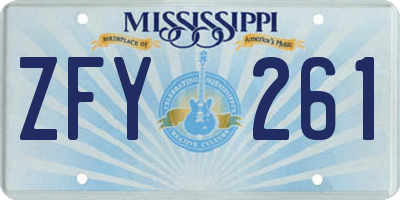 MS license plate ZFY261