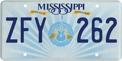 MS license plate ZFY262