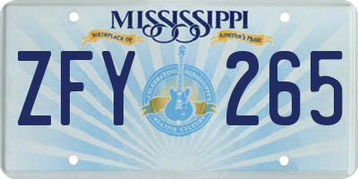 MS license plate ZFY265