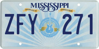 MS license plate ZFY271