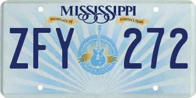 MS license plate ZFY272