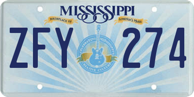 MS license plate ZFY274