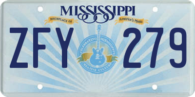 MS license plate ZFY279