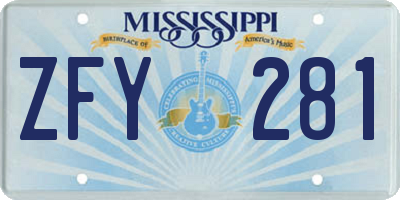 MS license plate ZFY281