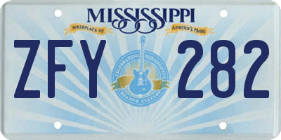 MS license plate ZFY282