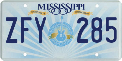 MS license plate ZFY285