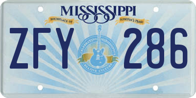 MS license plate ZFY286