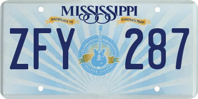 MS license plate ZFY287