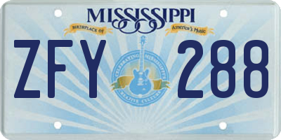 MS license plate ZFY288
