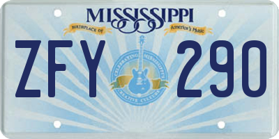 MS license plate ZFY290